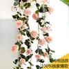 Enredadera Artificial de Rosas Cubierta para Tubería de Aire Acondicionado Enredadera Decorativa Plástico Enredadera Falsa Cuerda para Colgar Envoltura de Techo Enredadera de Flores Falsas