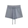 Pantalones cortos de punto a rayas informales con cordón estilo americano para mujer, pantalones cortos elásticos adelgazantes y sexys de estilo Spice Girls.