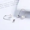 Brincos de pérola de água doce em formato de U de prata de lei 925 para mulheres, estilo francês simples, estilo ins Coreia do Sul, brincos com fecho de torção padrão de parafuso, joias