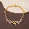 Pulseira Flor de Diamante Dourado Areia Vermelho Rosa com Galho de Flor e Caractere da Sorte Incrustado com Diamante, Pulseira Fashion de Luxo Leve para Mulheres