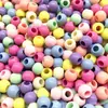 Contas Redondas com Furo Grande de 6-16mm Cor Macaron Contas Acrílicas Materiais para Miçangas DIY Artesanal Infantil Cor Doce Contas Soltas