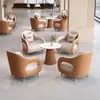 Juego de Mesa de Negociación para Oficina de Ventas Moderno de Lujo Ligero con una Mesa Redonda y Cuatro Sillas, Combinación de Mesa y Sillas para Recepción y Reuniones