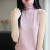 Moda Cuello Alto Versátil Chaleco de Punto sin Mangas para Mujer Principios de Otoño Nuevo Elegante Ropa de Abrigo de Cuello Alto Top Básico