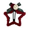 Horquilla vintage de estrella de peluche roja con flequillo lateral, accesorio para el pelo de Año Nuevo, tocado navideño, horquilla rota de estilo occidental.