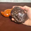 Cangrejo tallado en madera de ébano, adorno de mano, Juguete octagonal de madera de palisandro para hombres, Juguete de madera portátil para manipular
