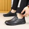 Zapatos de Vestir de Cuero con Cordones Cosidos a Mano para Hombre, Piel Genuina, Punta Redonda, Suela Suave, Zapatos de Papá, Perforados, Calzado Casual Transpirable