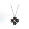 Collar de Trébol de Cuatro Hojas de Shijia con Acabado de Alta Gama, Exquisito y Versátil, Cadena para Clavícula con Diamantes Completos, Estilo de Pareja, Transfronterizo