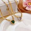 Conjunto de joias de luxo com pulseira e colar acessíveis e transfronteiriços, incrustados com diamantes, para mulheres, europeus e americanos, joias de aço titânio de alta qualidade da moda