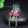 Aretes de Perlas Rosas con Incrustaciones de Arena de Oro Púrpura de Alto Contenido Borla de Cinabrio Cuentas de Transferencia Aretes Aretes Fuente Directa