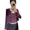 [Algodón Modal para Hombre] Cárdigan Morado Camisola Pequeño Corto Conjunto de Dos Piezas Top para Mujer Tendencia