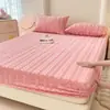 2026 Novo Modelo Lençol de Cama de Veludo Leite Ajustável, Alto Peso, Forrado com Fleece, Espessado, Protetor de Colchão Quente, Conjunto de Lençol Ajustável de Três Peças