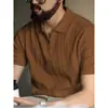 Camisa Polo, camisa masculina de malha de manga curta, camiseta de seda gelada listrada com meio zíper estilo old money, atacado de fábrica transfronteiriço de verão