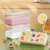Bandeja de cubitos de hielo de plástico tipo prensa, molde de cubitos de hielo casero de silicona suave de grado alimenticio de gran capacidad, caja para hacer hielo rellena de agua
