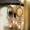 Novos Brincos Europeus e Americanos Doces Estilosos Simples Estilo Étnico Retrô Boêmio Brincos com Franjas Exagerados da Moda