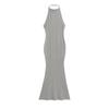 Falda Larga de Cola de Pez Sexy Skims con Espalda Descubierta Verano Nuevo Estilo Cuello Halter Cintura Ceñida Cadera Ajustada Falda Vestido