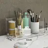 Caixa Organizadora de Armário com Abertura Inclinada, Organizador Retangular Transparente para Mesa, Suporte de Armazenamento Empilhável para Lanches, Cosméticos e Perfume