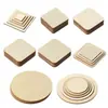 Rebanadas de madera redondas hechas a mano para manualidades rebanadas de madera cuadradas tableros de madera pintados a mano creativos pirograbado tablero redondo de madera de álamo tablero de madera delgado