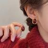 Año Nuevo Vino Tinto Placa de Incienso Repelente de Mosquitos Pendiente de Clip Otoño e Invierno Sin Agujeros en las Orejas Pendientes Cuadrados Retro Sentido Avanzado Pendientes de Moda de Nicho para Mujer