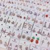 Cientos de Enchapado en Oro Real Zirconia Micro-pavimentada de Alta Calidad Piña Corazón Lazo Conejo Aretes Clásicos