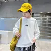 Sudadera de Manga Larga con Estampado de Letras para Niños, Nuevo Modelo Primavera y Otoño 2026, Top Holgado de Cuello Redondo para Niños Mayores, Moderno y Casual