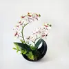 Item quente transfronteiriço: Vaso em forma de crescente com orquídea Phalaenopsis de 12 flores, flores artificiais para decoração de fotografia de casamento, adereço de bonsai artificial realista