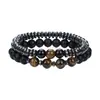 Pulsera Europea y Americana para Hombre Transfronteriza Pulsera Fresca Combinación de Piedra Mapa Obsidiana Piedra Mate Pulsera de Cuentas para Hombre Set de Pulseras