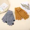 Luvas de tela sensível ao toque luvas de jacquard tricotado abacaxi luvas quentes e grossas para dedos homens e mulheres dobráveis luvas antiderrapantes atacado