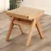 Banco de ratán, cama, taburete de cola, diseño de madera maciza, sencillo, pequeño apartamento, Chandigarh, taburete para cambiar zapatos, casa de familia.