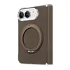 Aplicable a la funda de teléfono Apple Duo, cuero PU de color liso, soporte giratorio, magnético, cubierta protectora del eje central iPhoneduo