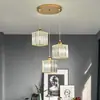 Lámpara de Comedor Lámpara de Araña de Lujo Ligero Lámpara de Cristal Tres Cabezas Simple Moderna Mesa de Comedor Barra Cubierta Redonda Creativa Lámparas de Cocina