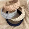 Diadema tejida vintage de copa alta, diadema ancha de color liso estilo francés sofisticada, accesorio para el cabello tejido estilo pastoral