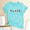 Camiseta con estampado de café helado con copo de nieve manga corta estilo europeo y americano top transfronterizo AliExpress verano nuevo 2022