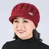 Sombrero de Madre con forro polar Engrosado de Ala Ancha Tejido de Lana Sombrero de Moda para Mujer Lengua de Pato Calabaza Resistente al Frío Esposa Cálido
