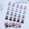 Accesorios de arte para uñas de oso de dibujos animados, oso de cabeza grande tridimensional suave y lindo, oso marrón de otoño e invierno, oso rosa femenino, decoraciones suaves esculpidas para arte de uñas