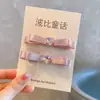 Pinza para el Cabello Rosa Champaña Estilo Coreano con Forma de Corazón y Lazo, Pinza para Flequillo, Goma para el Cabello, Banda Elástica, Accesorio para el Cabello Infantil