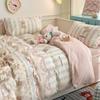 Juego de Cama de Invierno de Vellón Coral de Leche de Cuatro Piezas para Niños Doble Cara con Forro Polar Funda Nórdica Sábana Cálido Franela Juego de Tres Piezas