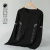 Camiseta de manga larga para hombre, estilo deportivo casual, cuello redondo, camiseta interior estampada de manga larga, camiseta para hombre