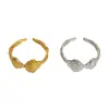 Anel Aberto Estilo Férias Casuais Transfronteiriço Série Oceano para Mulheres, Joia em Aço Titânio Galvanizado a Vácuo Ouro 18K, Atacado em Estoque