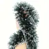Decoração de Natal 2m Verde Escuro com Bordas Brancas, Fitas de Floco de Neve de 5 Camadas com Borda Verde, Guirlandas para Decoração de Árvore de Natal em Estoque