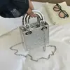 Shuai Mi Home Mini Bolsa Espelho com Corrente Cravejada de Diamantes de Lado Único para Mulheres 2026 Nova Moda Pequena Quadrada de Ombro Transversal
