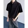 2026 Camiseta de Manga Corta Estilo Americano con Cuello Polo Henley para Hombre Verano Nuevo Top Desestructurado Holgado de Manga Corta Moda Masculina