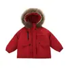 Parka Roja para Niños Chaqueta de Algodón Nuevo Disfraz de Año Nuevo para Niños Traje de Esquí para Niños Ropa de Invierno Acolchada de Algodón