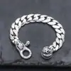 Pulsera de Calavera Graffiti de Plata de Ley 925 al por mayor Gruesa para Hombre Única Moderna Personalizada Plata Tailandesa Joyería Antigua Vintage