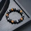 Pulseira Patchwork com Pedrarias Transfronteiriça para Homens, Moderna, Fashion, Luxo Leve, Novo Estilo Chinês, Nicho, Design Personalizado, Pulseira de Presente para Mulheres