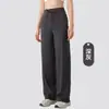 Pantalones de Yoga de Capa de Aire para Mujer, Ropa de Abrigo de Otoño, Pantalones Rectos de Pierna Ancha con Cruce y Cordón, Pantalones Deportivos Casuales de Cintura Alta