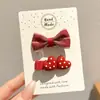 Pinza para el pelo linda de lazo con lunares para niñas, Pinza para el flequillo de Año Nuevo, Pasador para niñas, Accesorio para el cabello de moda de Otoño e Invierno