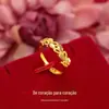 Transmissão ao Vivo de Anéis de Flor Rosa Banhados a Ouro de Alta Qualidade, Mesmo Estilo das Lojas de Ouro, Anéis Ajustáveis Pixiu Banhados a Ouro da Moda, Atacado em Estoque