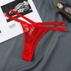 Tanga de Encaje de Comercio Exterior Transfronterizo con Tiras Finas y Aberturas Tentadoras, Ropa Interior Sexy de Algodón de Cintura Baja para Mujer, Transparente y Sexy