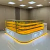 Nuevo Gabinete de Exhibición de Pastelería China con Recubrimiento de Titanio Madera Maciza Pintada Acero Inoxidable Galletas de Durazno Mostrador Refrigerado de Pastelería y Pan