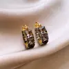 Brincos de Argola Quadrados de Zircônia Pretos para Mulheres 2026 Novo Estilo Quente Brincos de Luxo Únicos de Nicho Brincos Bonitos